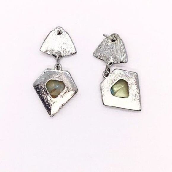 NWT Silver Crystal Abalone Colored Dangle Earrings - Picture 7 of 8